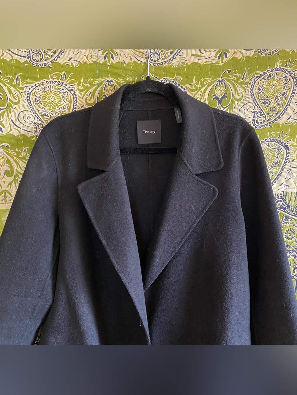 Theory Black Clairene in Double-Face Wool/ Cashmere Coat Large Quiet Luxury - Picture 3 of 16